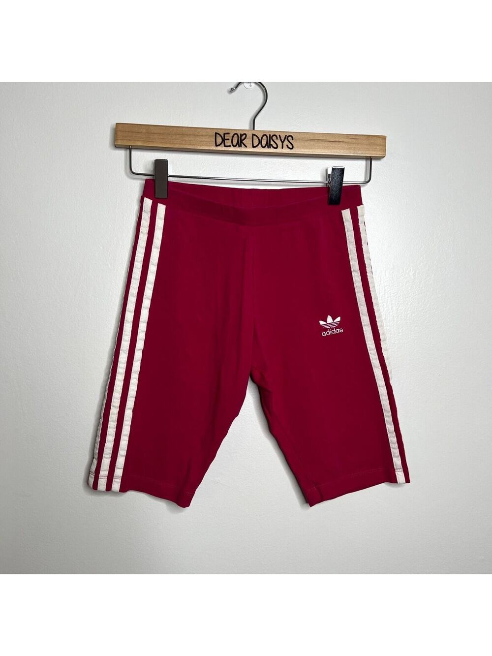 Adidas Pink Striped Biker Athletic Shorts